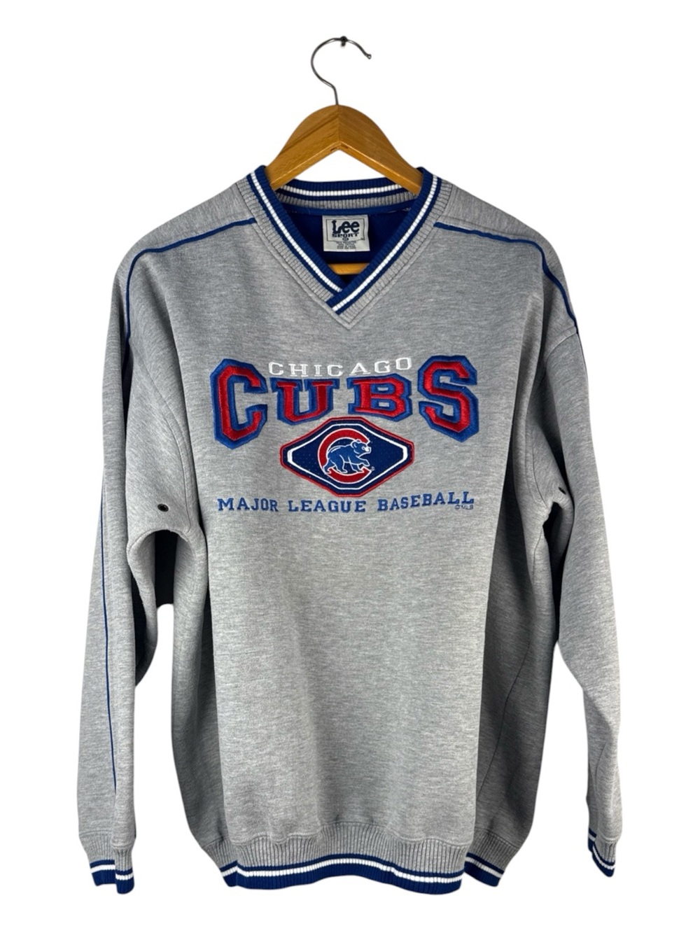 Vtg 90s Y2K LEE SPORT Chicago Cubs MLB Baseball Gray Sweatshirt Embroidered  2XL